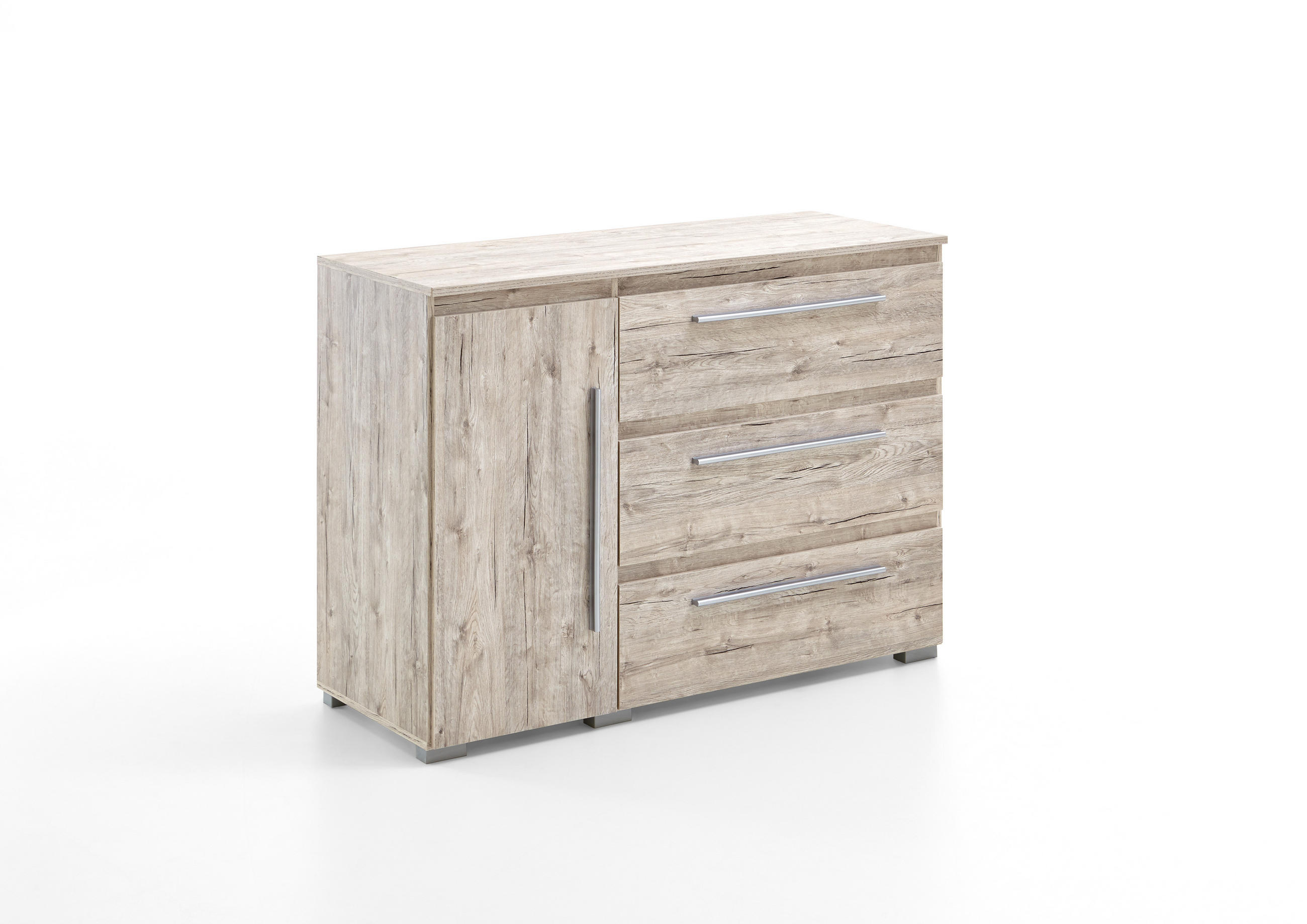 KOMMODE Bali 127/92/50 cm Eiche Sand - Eichefarben/Silberfarben, Holzwerkstoff/Kunststoff (127/92/50cm) - arthur berndt