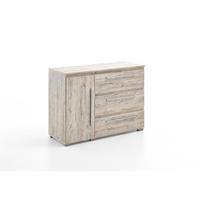 KOMMODE Bali 127/92/50 cm Eiche Sand - Eichefarben/Silberfarben, Holzwerkstoff/Kunststoff (127/92/50cm) - arthur berndt