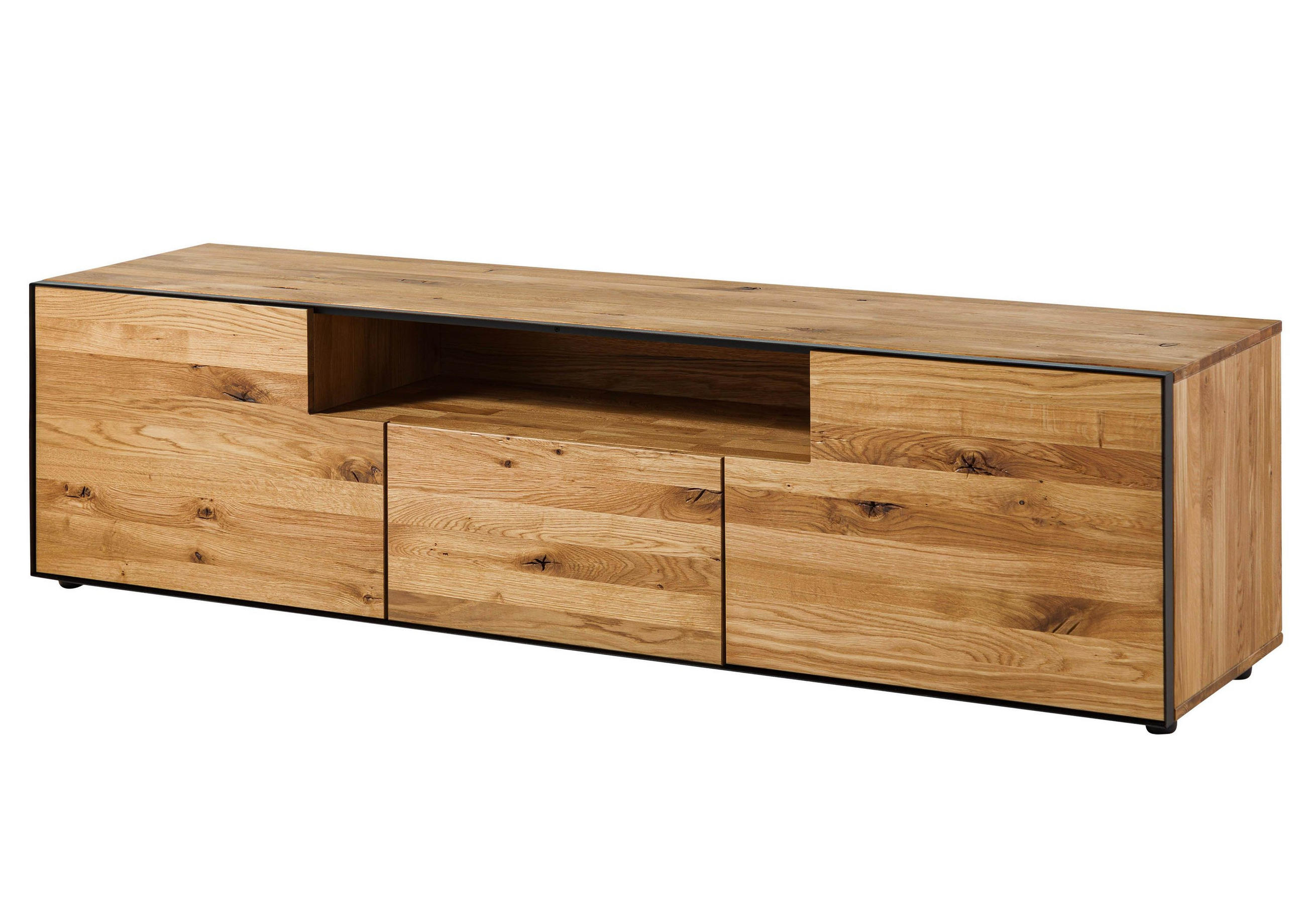 LOWBOARD Wildeiche 201x53x55 natur geölt STARNBERG #12 - Naturfarben, Holz (201/55/53cm) - Massivmoebel24