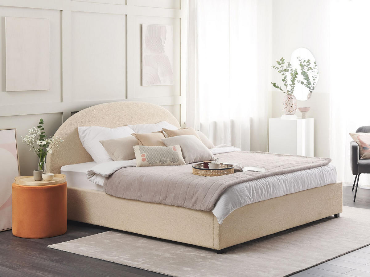 POLSTERBETT Beige Bouclé 180/200 cm Vaucluse - Beige, Textil (180/200cm) - Beliani