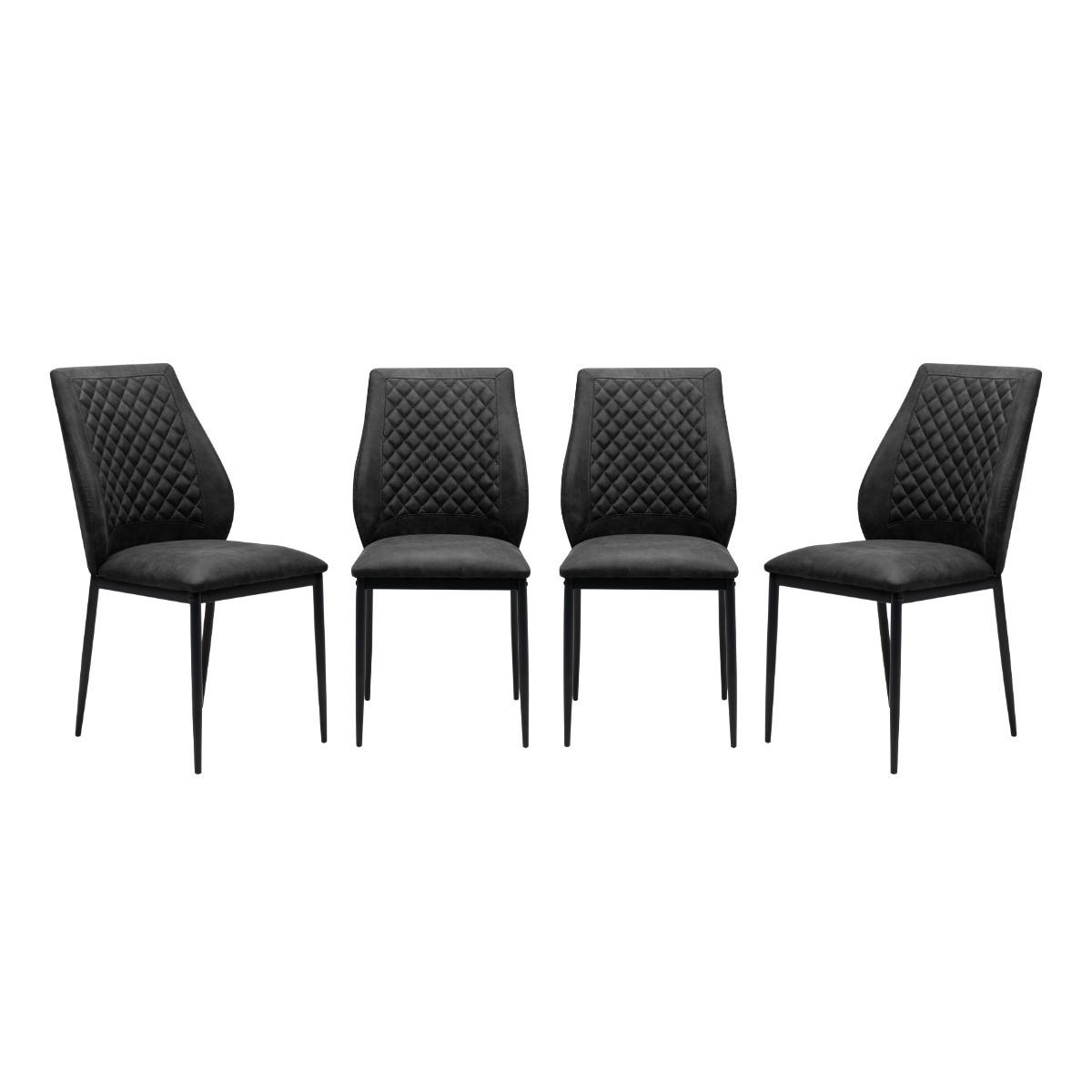 ESSZIMMERSTÜHLE STOFF MIT METALLGESTELL 4er set 45/90/45 cm - Dunkelgrau, Metall (45/90/45cm) - Calicosy
