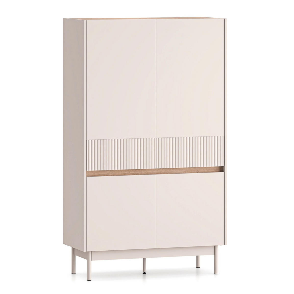 HIGHBOARD Dunea kašmírovo sivá/dekor duba 92 cm - taupe, kov/kompozitné drevo (92/156/40cm) - Selsey