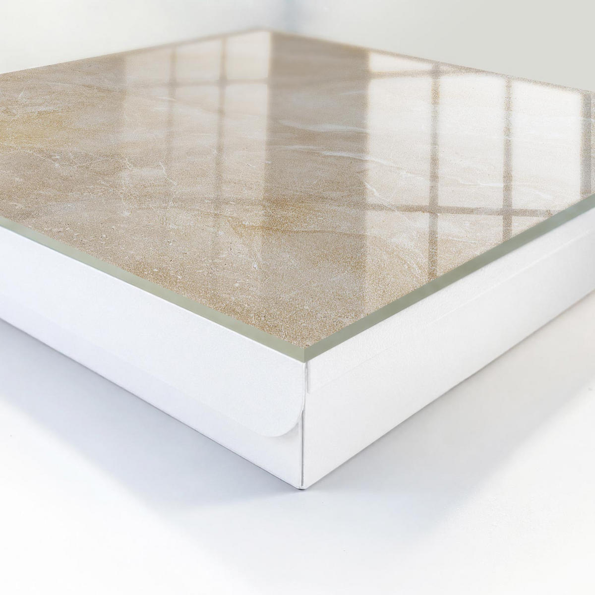 SCHLÜSSELBOX Weiß 30x30 cm – Türöffnung nach rechts - Mineralische Eleganz - Beige, Metall (30/30/5cm) - TULUP