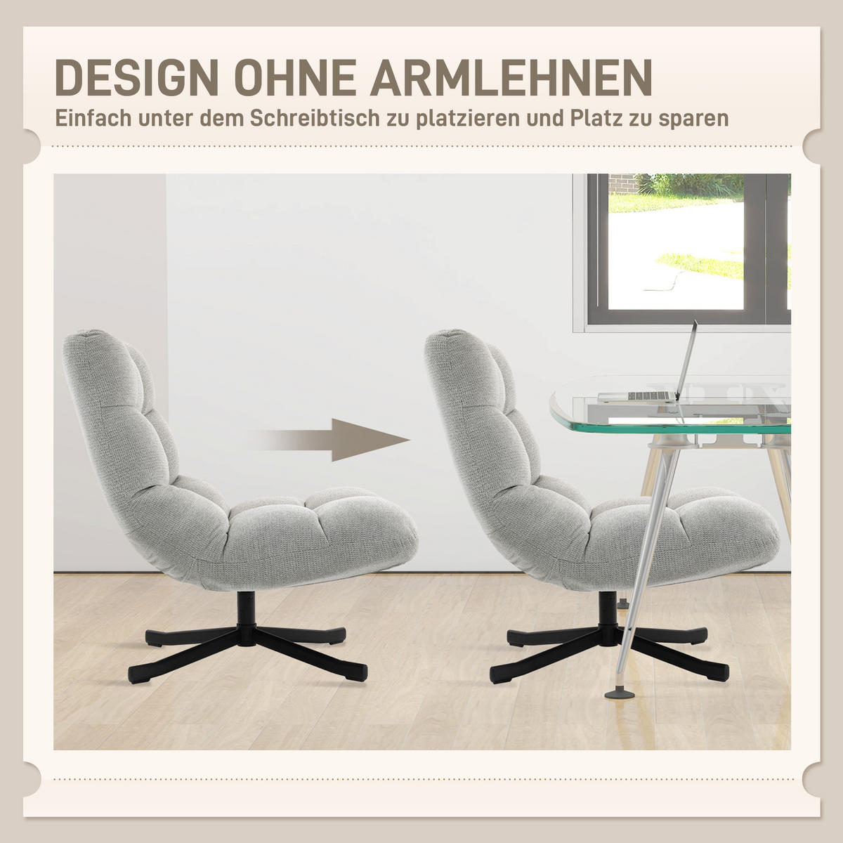 LOUNGESESSEL Chenille Stahl Hellgrau - Hellgrau/Schwarz, Textil/Metall (75/90/95cm) - HOMCOM