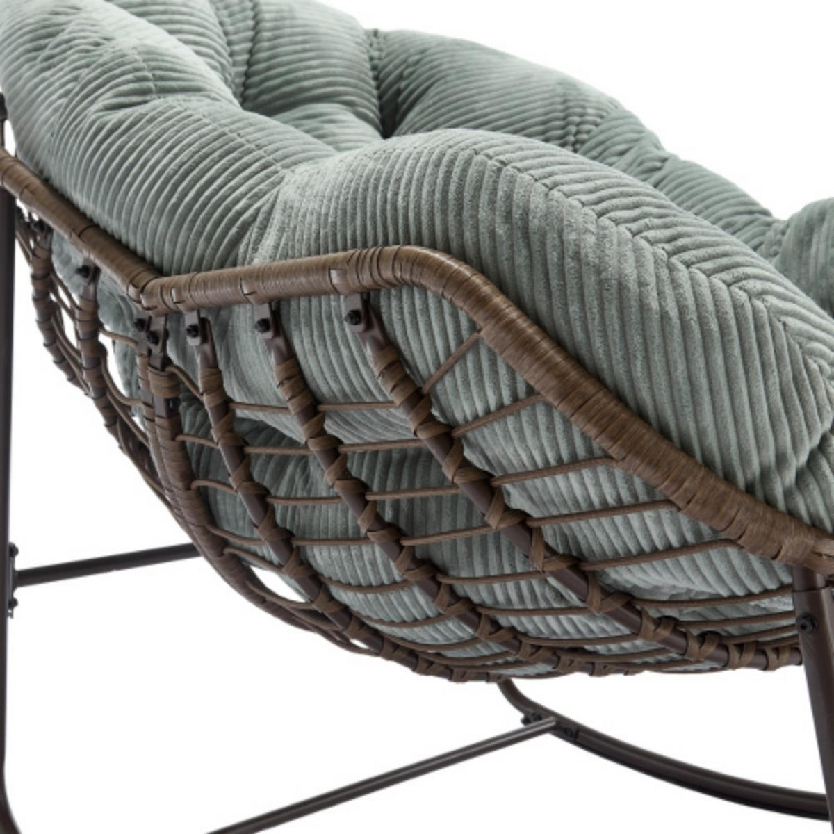 SCHAUKELSTUHL Schaukelsessel,Rattanstuhl mit Stahlrahmen,Grün-Cord - Mintgrün, Metall (94.5/80/111cm) - LVHOM