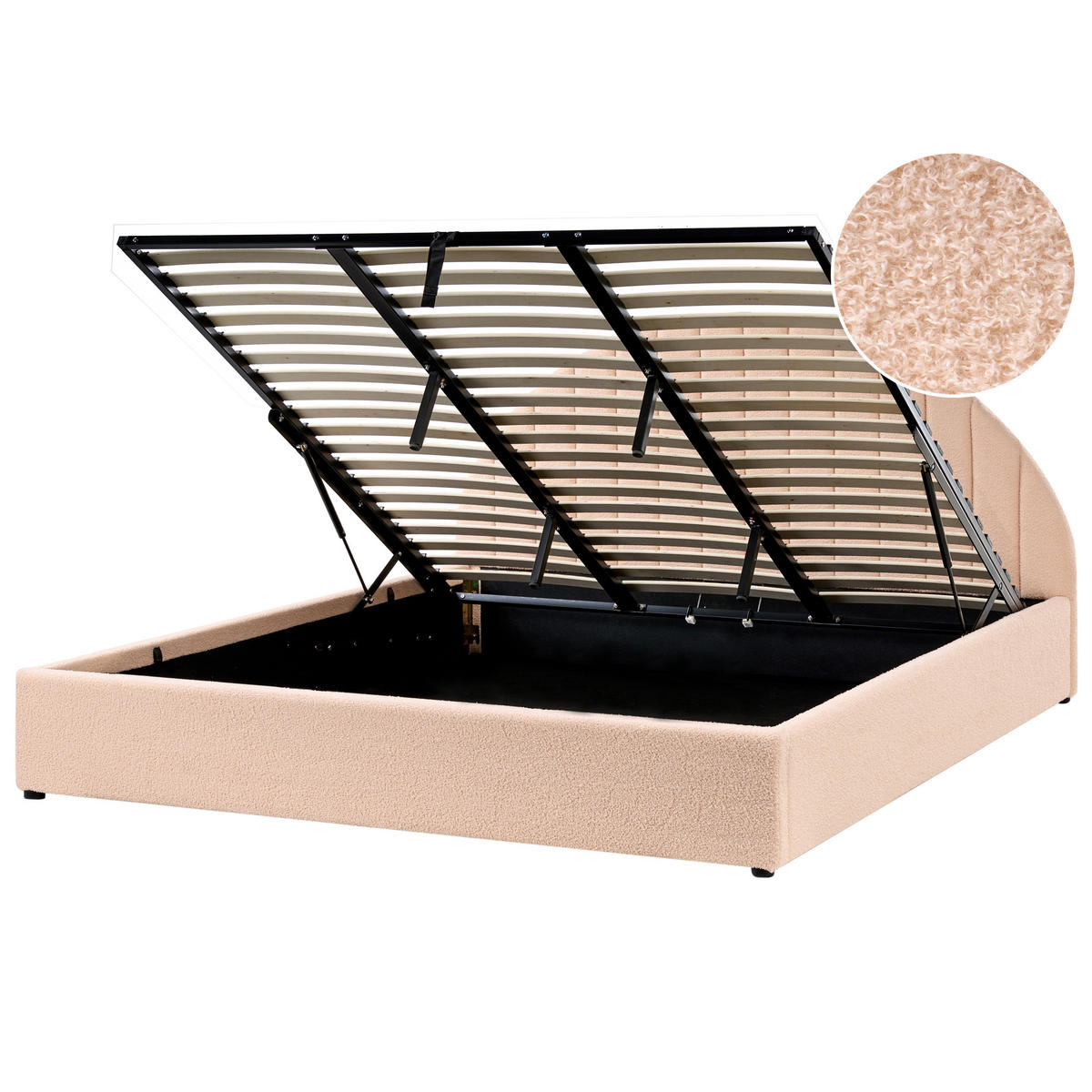 BETT mit Stauraum 180/200 cm Pfirsichrosa Chadenet - Pink, Textil (180/200cm) - Beliani