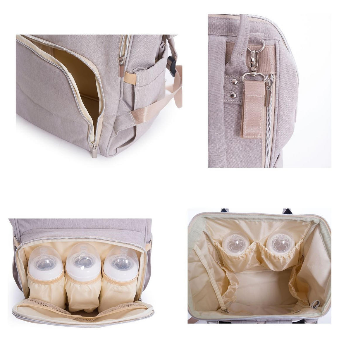 WICKELTASCHE Siena hellgrau Wickelunterlage, Thermo-Flaschenfächer, wasserabweisende Tasche - Grau, Textil (21/42/27cm) - Kikka boo