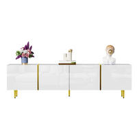 NÍZKÁ komoda z MDF, 170/35/46 cm bílý ve vysokém lesku, 4 dvířka se soft-close - bílá, kompozitní dřevo (170/46/35cm) - BEAOK