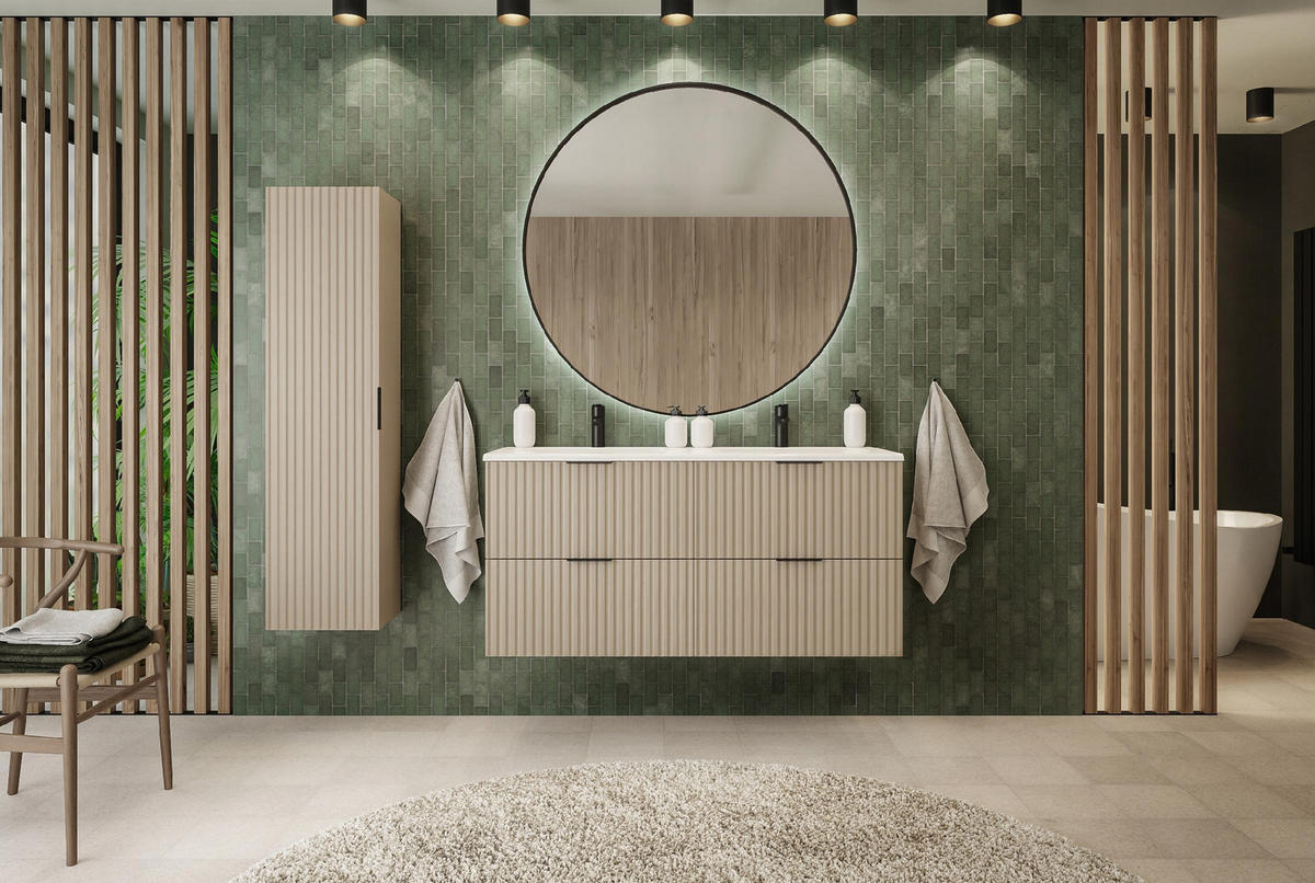 WASCHBECKUNTERSCHRANK FLOW Eiche Craft 120/57/46 cm - Eichefarben, Holzwerkstoff (120/57/46cm) - Rodan