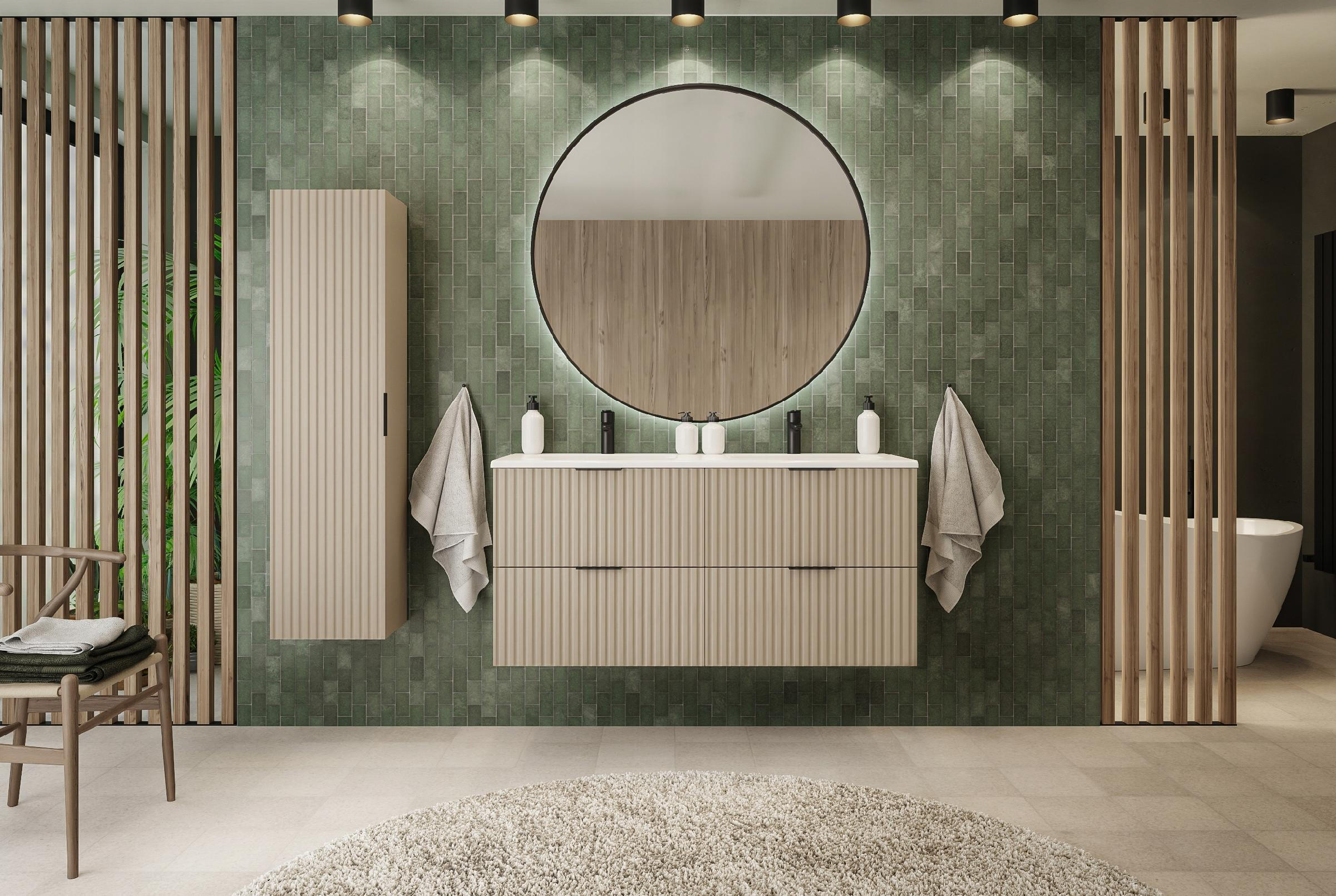 Rodan WASCHBECKUNTERSCHRANK Eiche 120cm × 46cm × 57cm