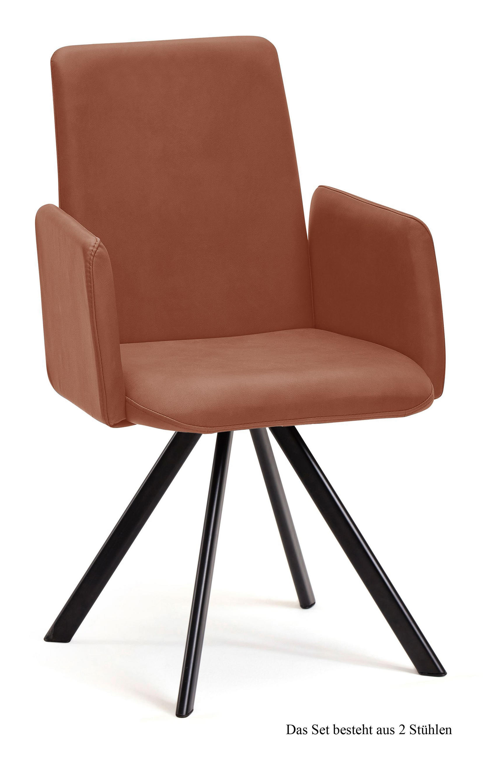 ARMLEHNSTUHL drehbar (2er-Set) Denys 52x92x60 Schwarz/Cognac - Cognac/Schwarz, Kunststoff (60/92/52cm) - 58aufmkessel
