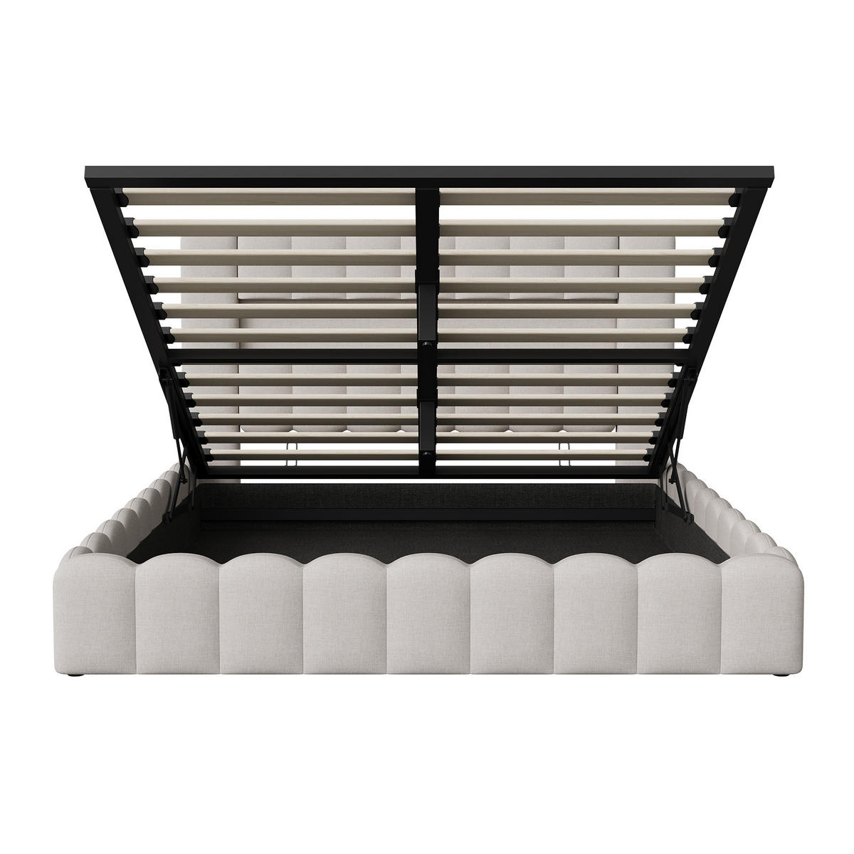 POLSTERBETT Modern 180/200 cm mit Bettkasten LED & USB Leinenoptik Beige - Beige, Textil (180/200cm) - Creahappy