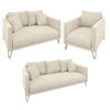 SITZGARNITUR 3+2+1 Harmony Beige Chenille - Beige/Schwarz, Holz/Textil (200/85/100cm) - S-Style Möbel