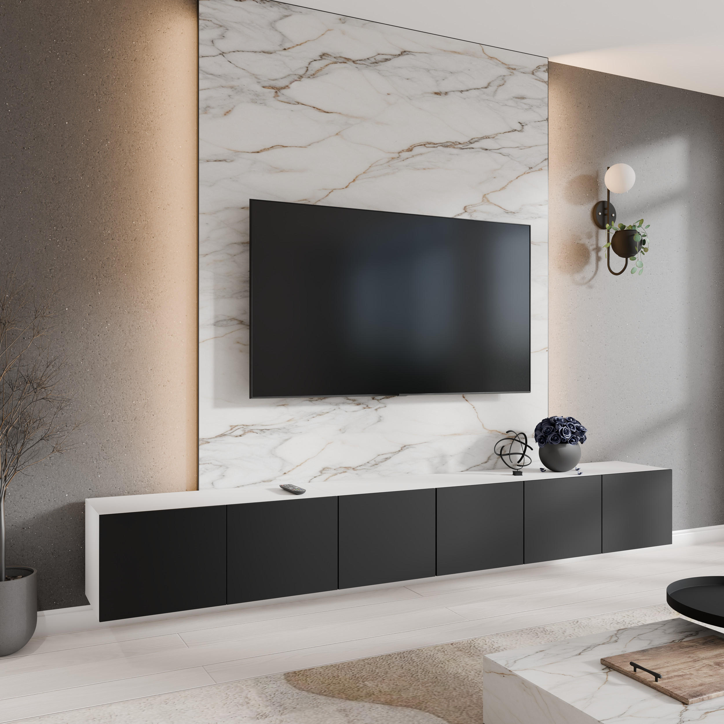 TV-SCHRANK LIO - Schwarz/Weiß, Holzwerkstoff (300/41/40cm) - Meblini