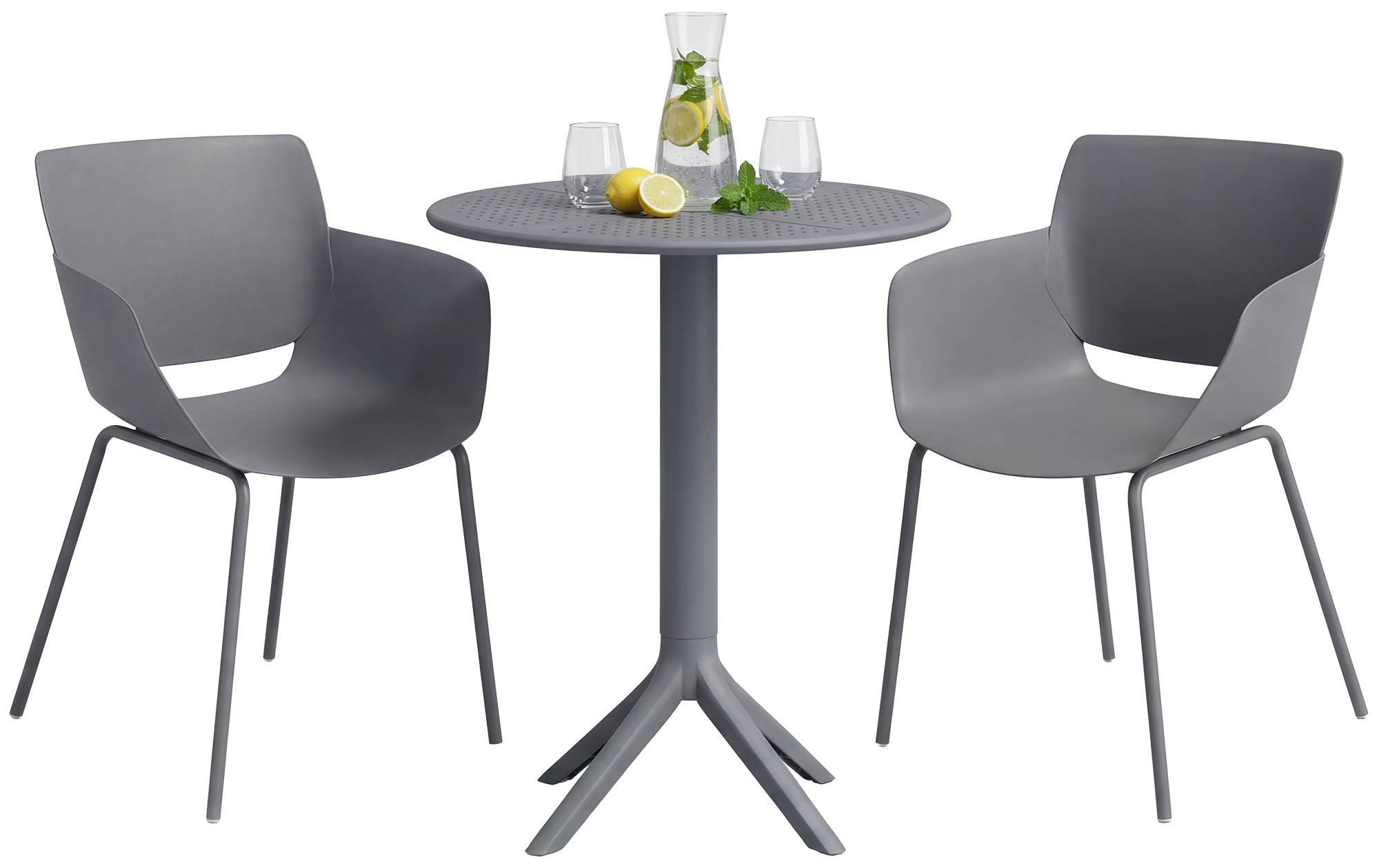 GARTENMÖBEL-SET Sara 2 Stühle 168x60x80cm Kunststoff Dunkelgrau Balkonset - Dunkelgrau, Kunststoff - DELUKE