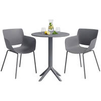 GARTENMÖBEL-SET Sara 2 Stühle 168x60x80cm Kunststoff Dunkelgrau Balkonset - Dunkelgrau, Kunststoff - DELUKE