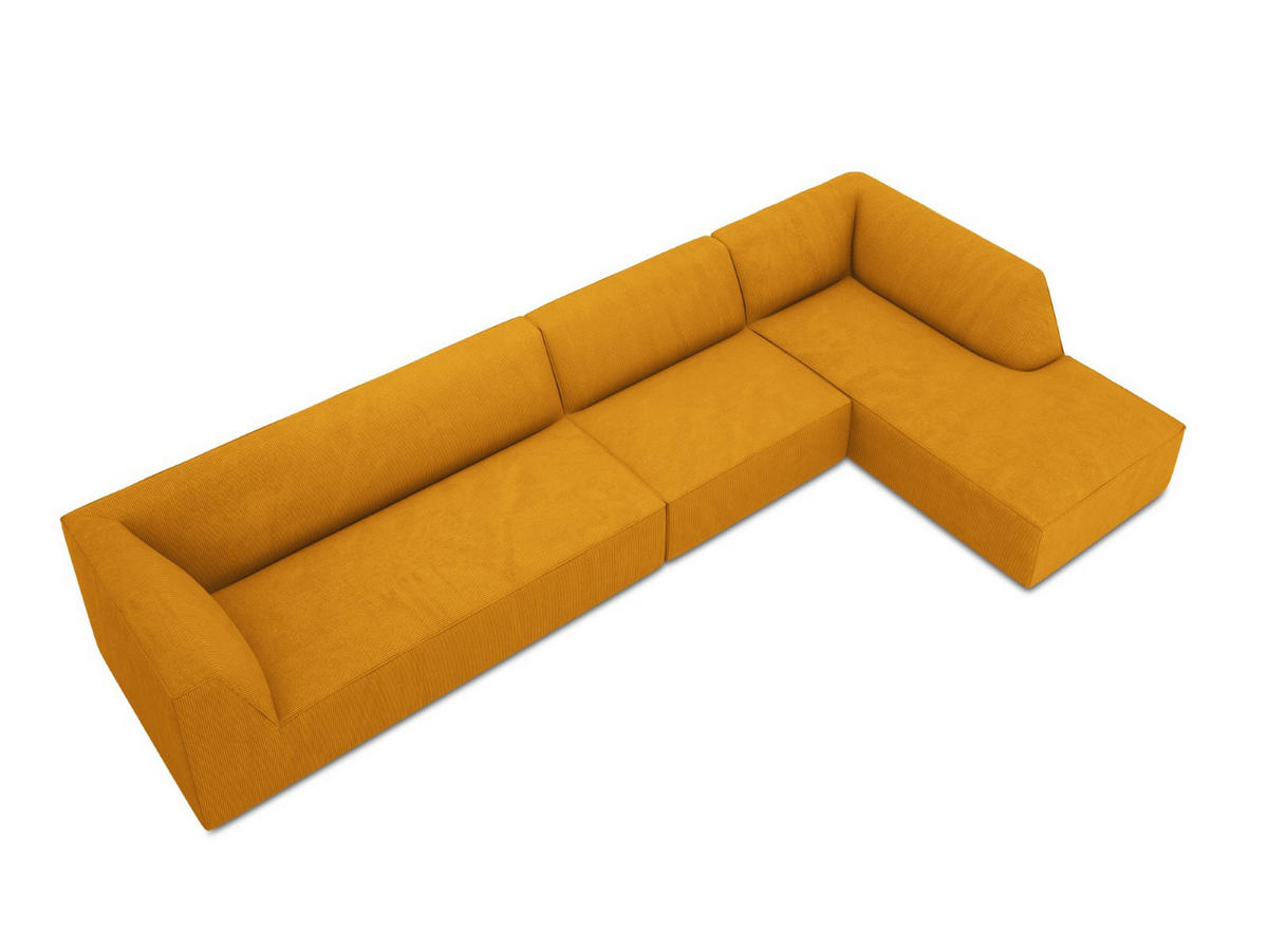 ECKSOFA rechts Ruby aus Cord gelb 5 Sitzplätze - Gelb, Textil (180/366cm) - Micadoni
