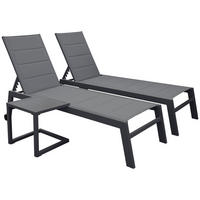 SONNENLIEGEN Barbados Grau und Anthrazitgrau 2 Plätze - Anthrazit, Metall (61/95/198cm) - Happy Garden