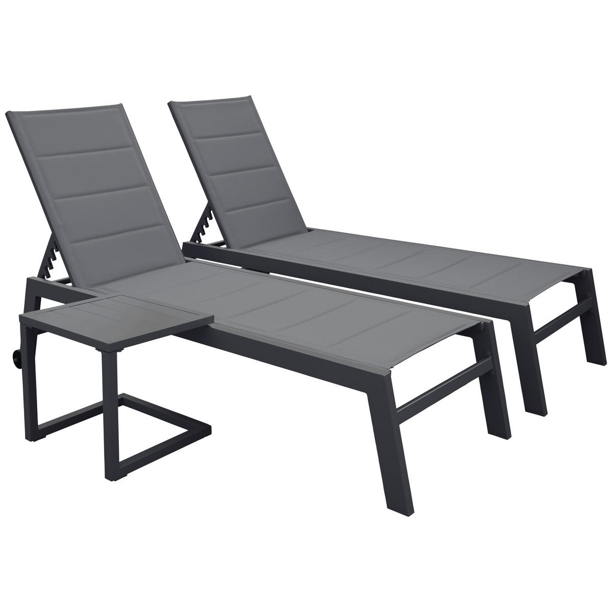 SONNENLIEGEN Barbados Grau und Anthrazitgrau 2 Plätze - Anthrazit, Metall (61/95/198cm) - Happy Garden