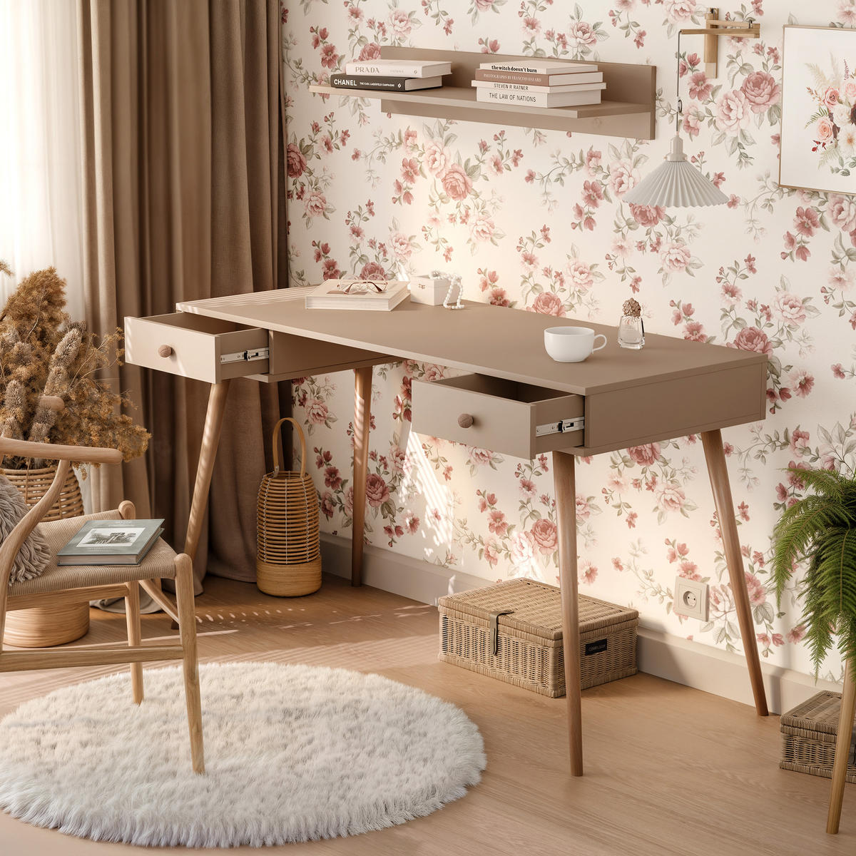 SCHREIBTISCH VALERIO 135/55/79 cm, Macchiato - Cappuccino, Naturmaterialien/Holzwerkstoff (55/135/79cm) - Idohome