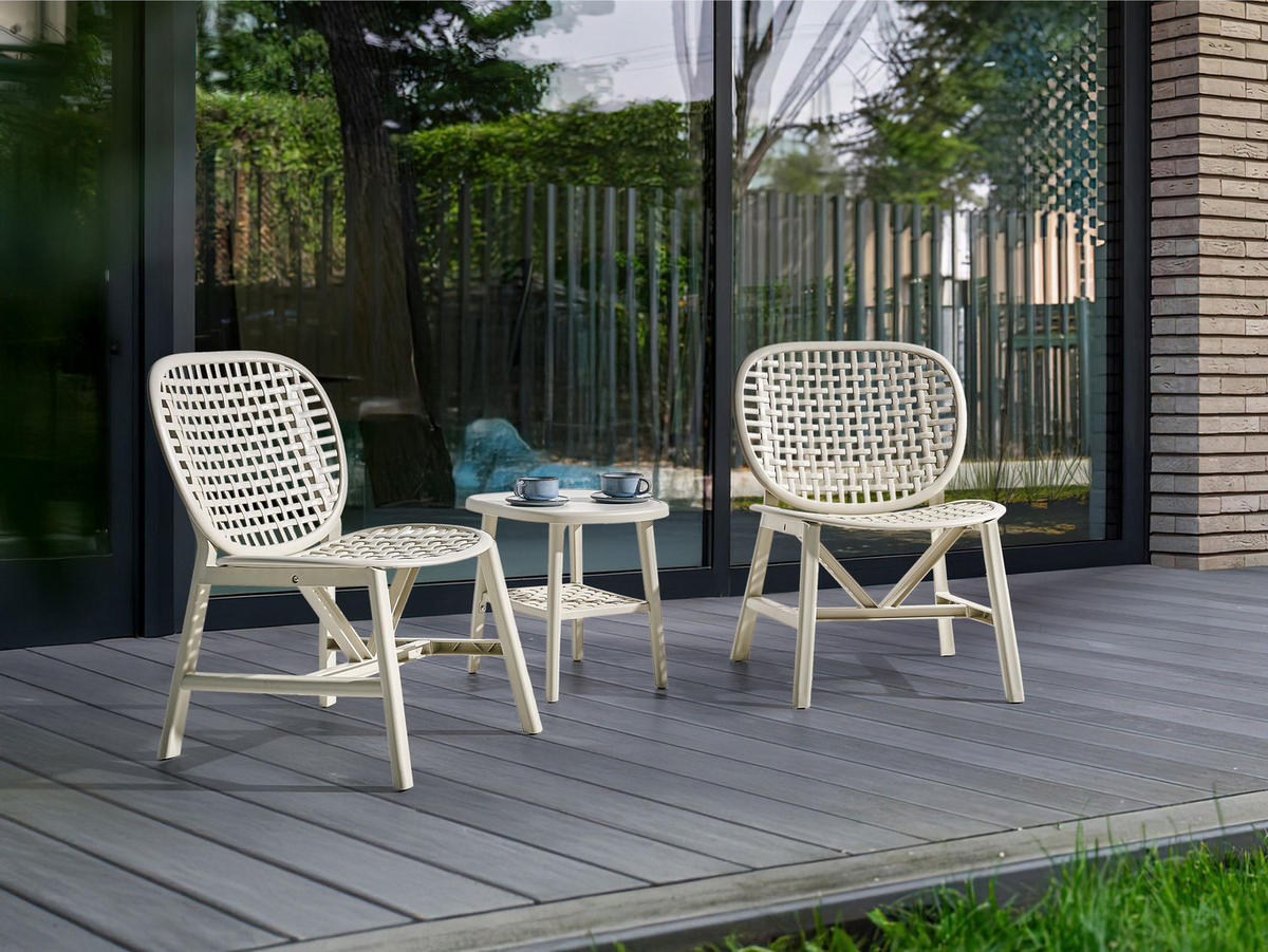 BISTRO-SET Cremeweiß Sicelle - Weiß, Kunststoff - Beliani
