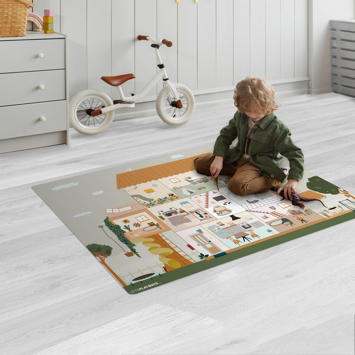 KINDERTEPPICH Puppenhaus - Kinder - Möbel - Design - Braun 105x70 cm - Multicolor, Kunststoff (105/70cm) - MuchoWow