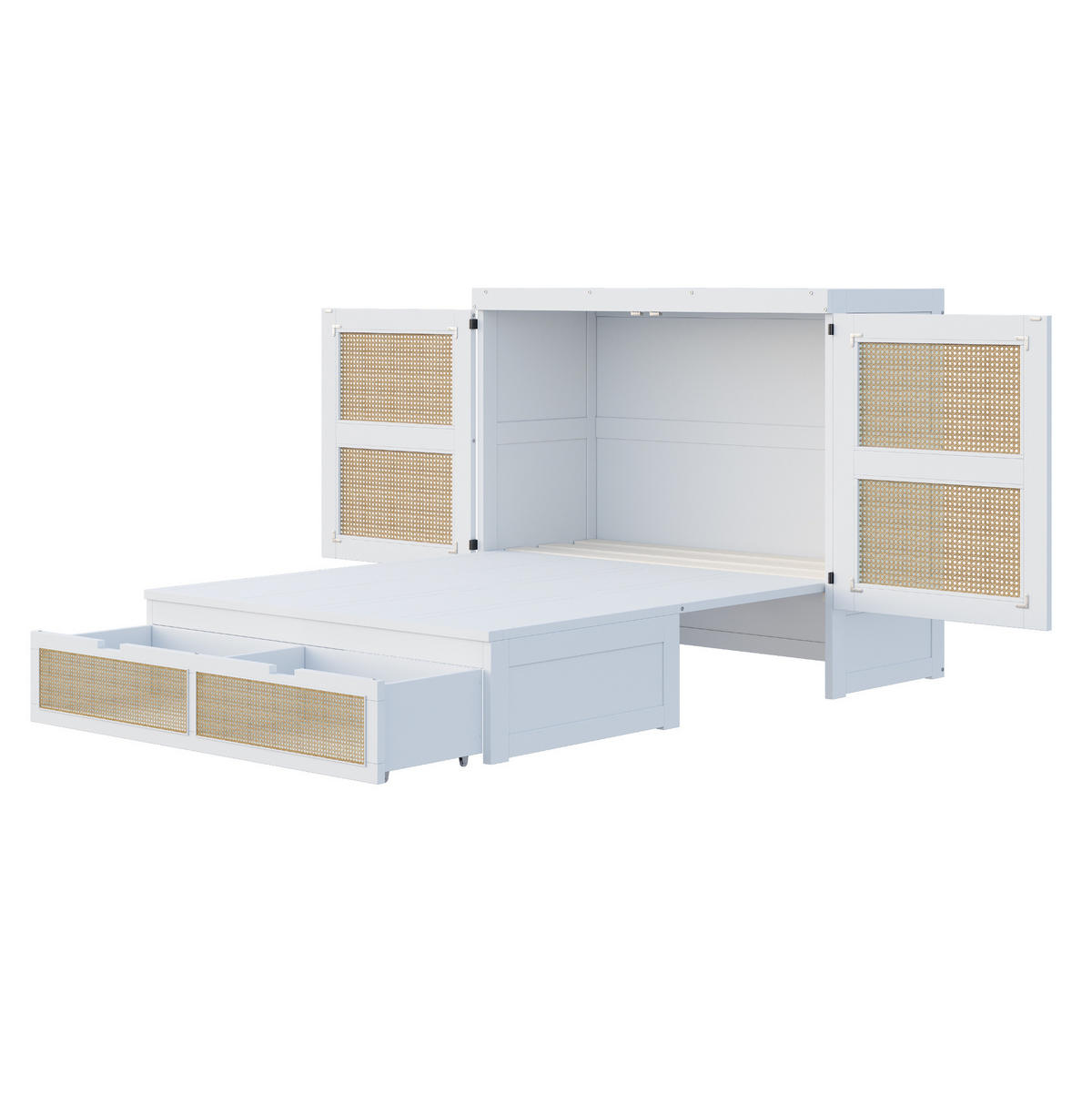 SCHRANKBETT 140/200 cm Weiß mit Stauraum und Schubladen - Weiß, Holz (140/200cm) - MIVRAY