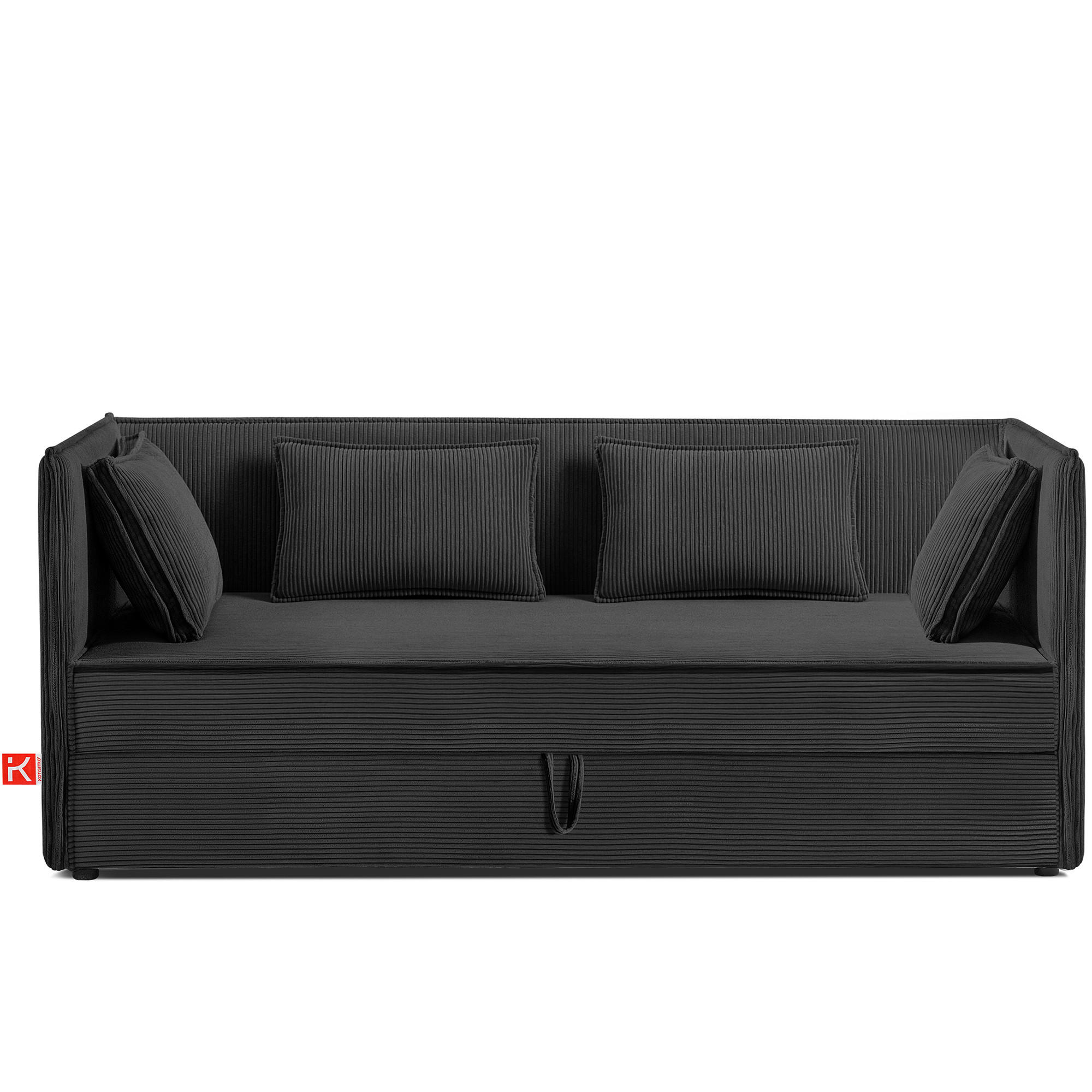 JUGENDBETT ROTI Einzelbett mit Bettkasten, 90x200cm, Bett mit Bonellmatratze, mit Rückenlehne - Dunkelgrau/Schwarz, Holz/Holzwerkstoff (92/200cm) - KONSIMO®