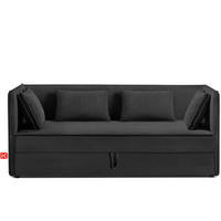 JUGENDBETT ROTI Einzelbett mit Bettkasten, 90x200cm, Bett mit Bonellmatratze, mit Rückenlehne - Dunkelgrau/Schwarz, Holz/Holzwerkstoff (92/200cm) - KONSIMO®