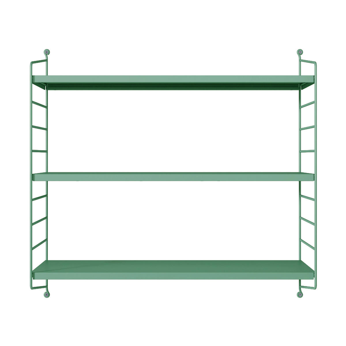 SADA NÁSTĚNNÝCH POLIČEK 3 KS Strängnäs - pastelově zelená, kov (60/50/15cm) - [en.casa]