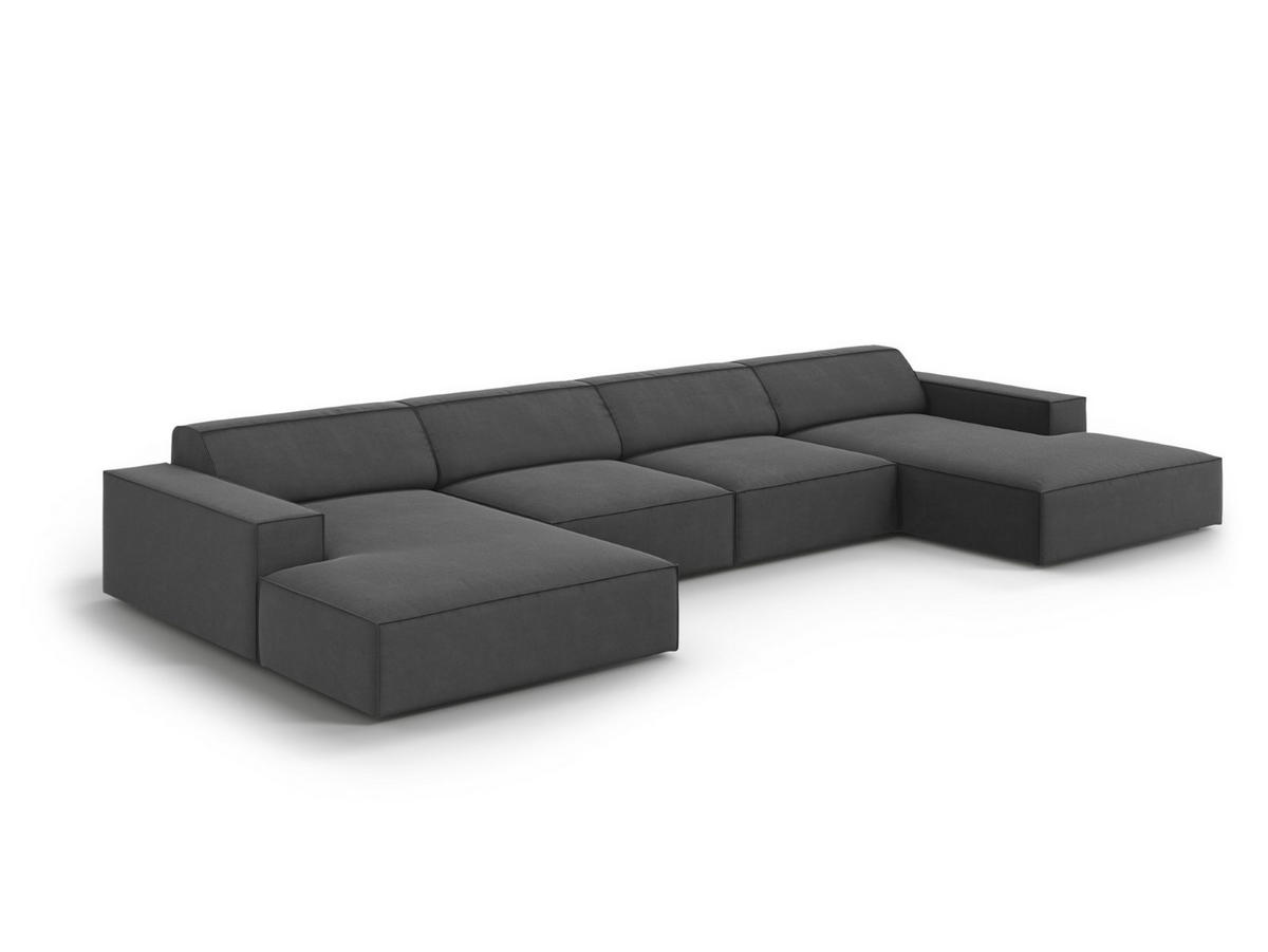 PANORAMASOFA Jodie aus Samt grau 6 Sitzplätze - Grau, Textil (166/70/364cm) - Micadoni