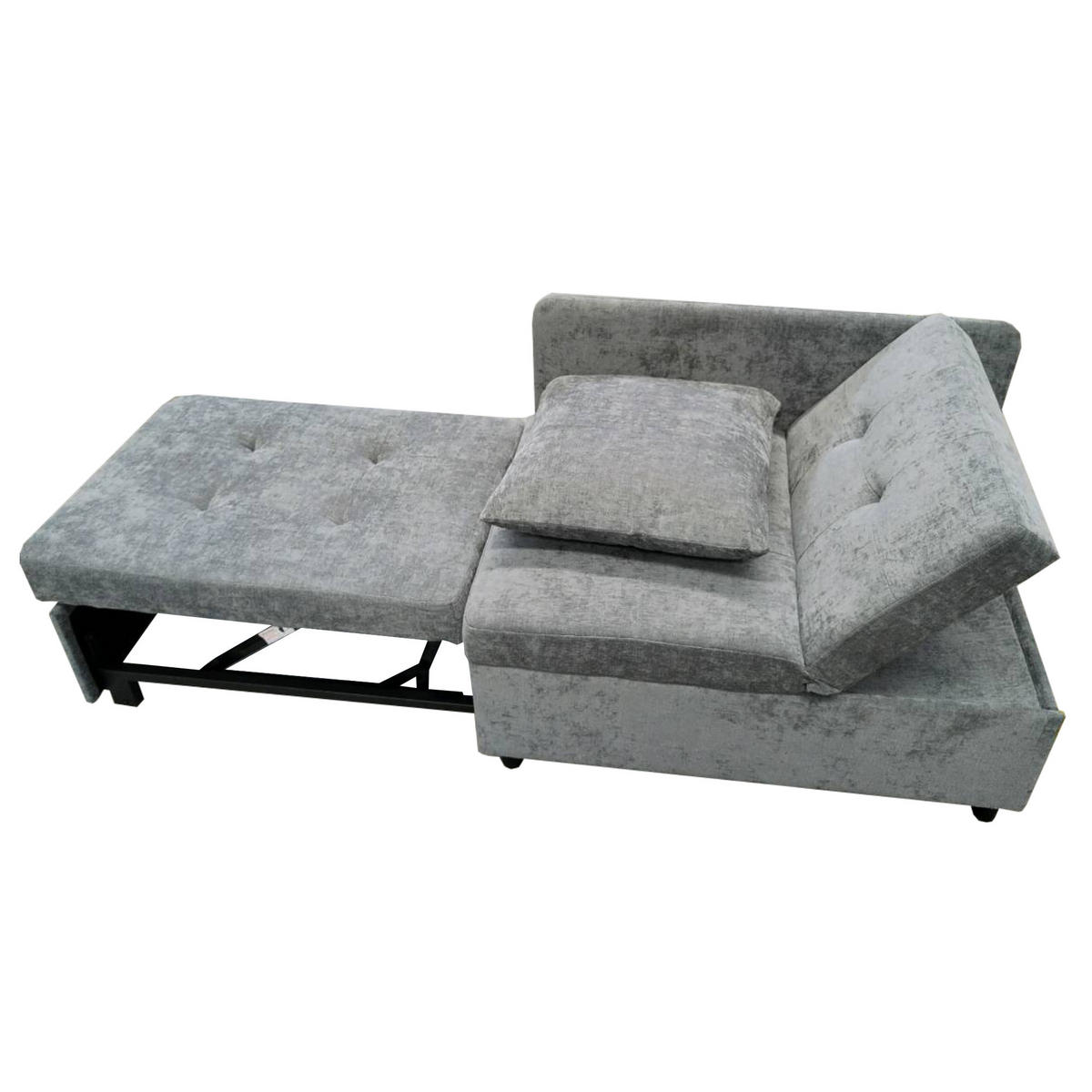 SCHLAFSOFA 177/68/65 cm Hellgrau mit Verstellbare Rückenlehne - Grau, Textil (177/65/68cm) - Oxeza
