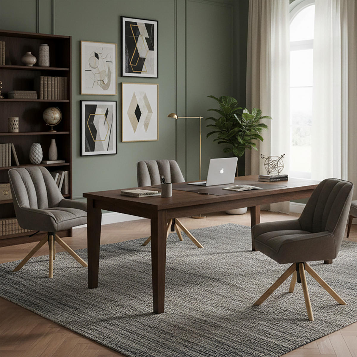 BÜROSTUHL Mika-Hedi 2er-Set - Honigeiche/Taupe, Eichenholz/Holz (60/89/68cm) - DUBI Möbel