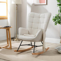 SCHAUKELSTUHL, Skandinavischer Stoff-Schaukelstuhl mit Holz- und Metallgestell, Beige - Beige, Holz/Textil (68/98/85cm) - Meubles Cosy