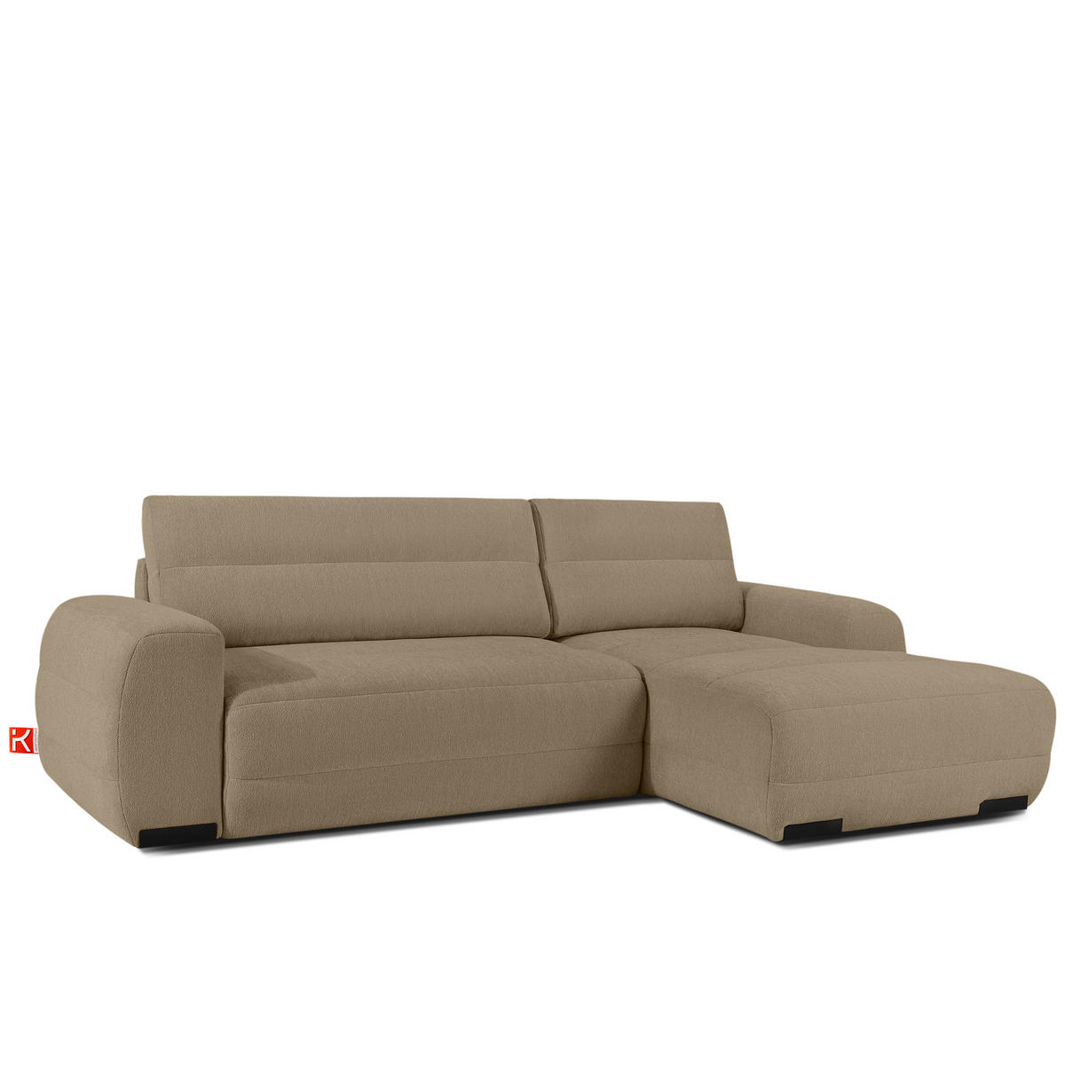 ECKSOFA RECHTS BLUME, Dunkelbeige - Beige, Holz/Holzwerkstoff (271/164cm) - KONSIMO®