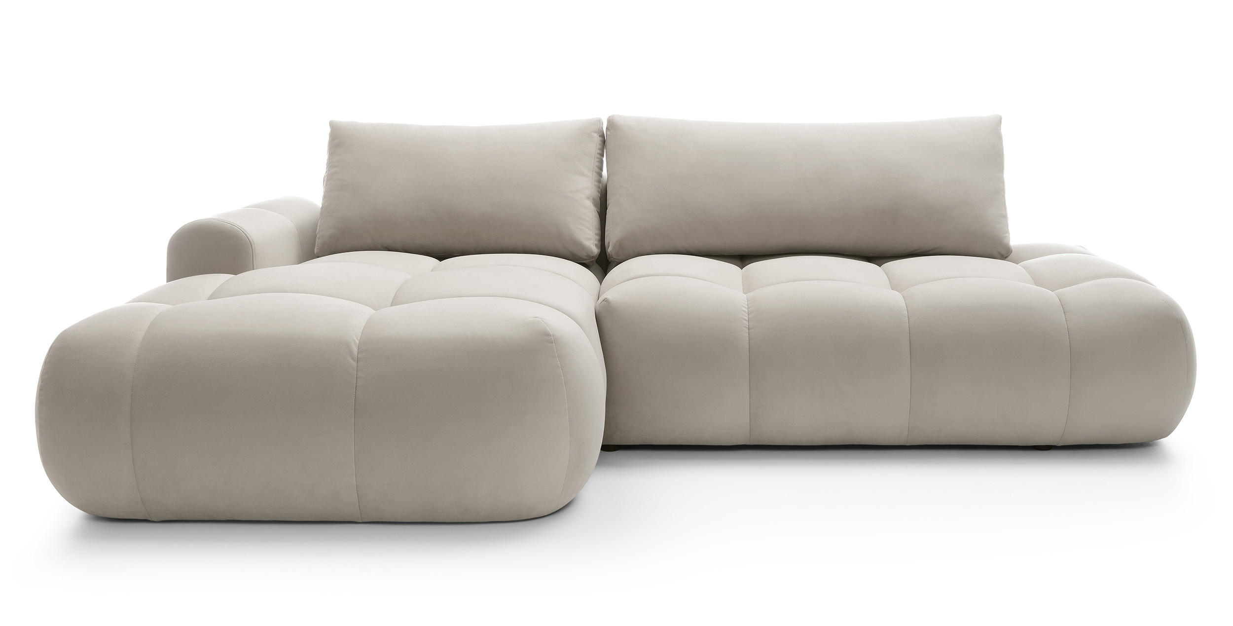 ECKSOFA Ombo Graubeige Velours 280 cm - Greige/Schwarz, Kunststoff/Textil (284/167cm) - Selsey