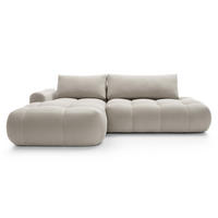 ECKSOFA Ombo Graubeige Velours 280 cm - Greige/Schwarz, Kunststoff/Textil (284/167cm) - Selsey