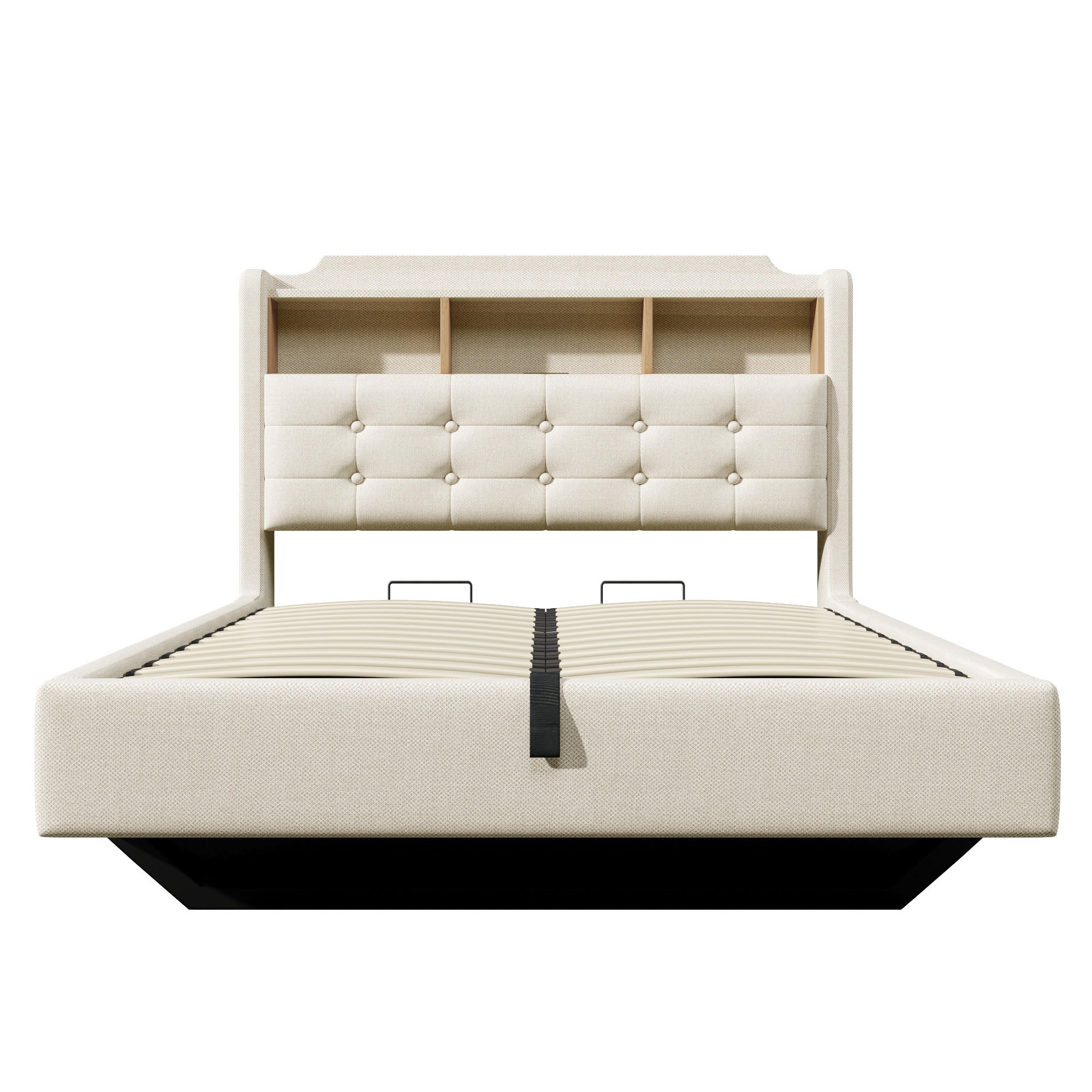 POLSTERBETT mit LED und USB Beige 140x200 cm Textil - Beige, Textil (140/200cm) - SONNENH