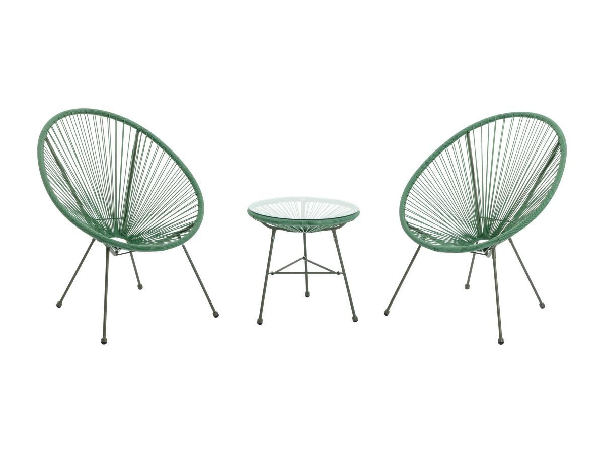 GARTENSITZGRUPPE im Set - 2 Personen-Sitzer - Harz, Glas - Khaki - - Schlammfarben, Glas - Vente-Unique