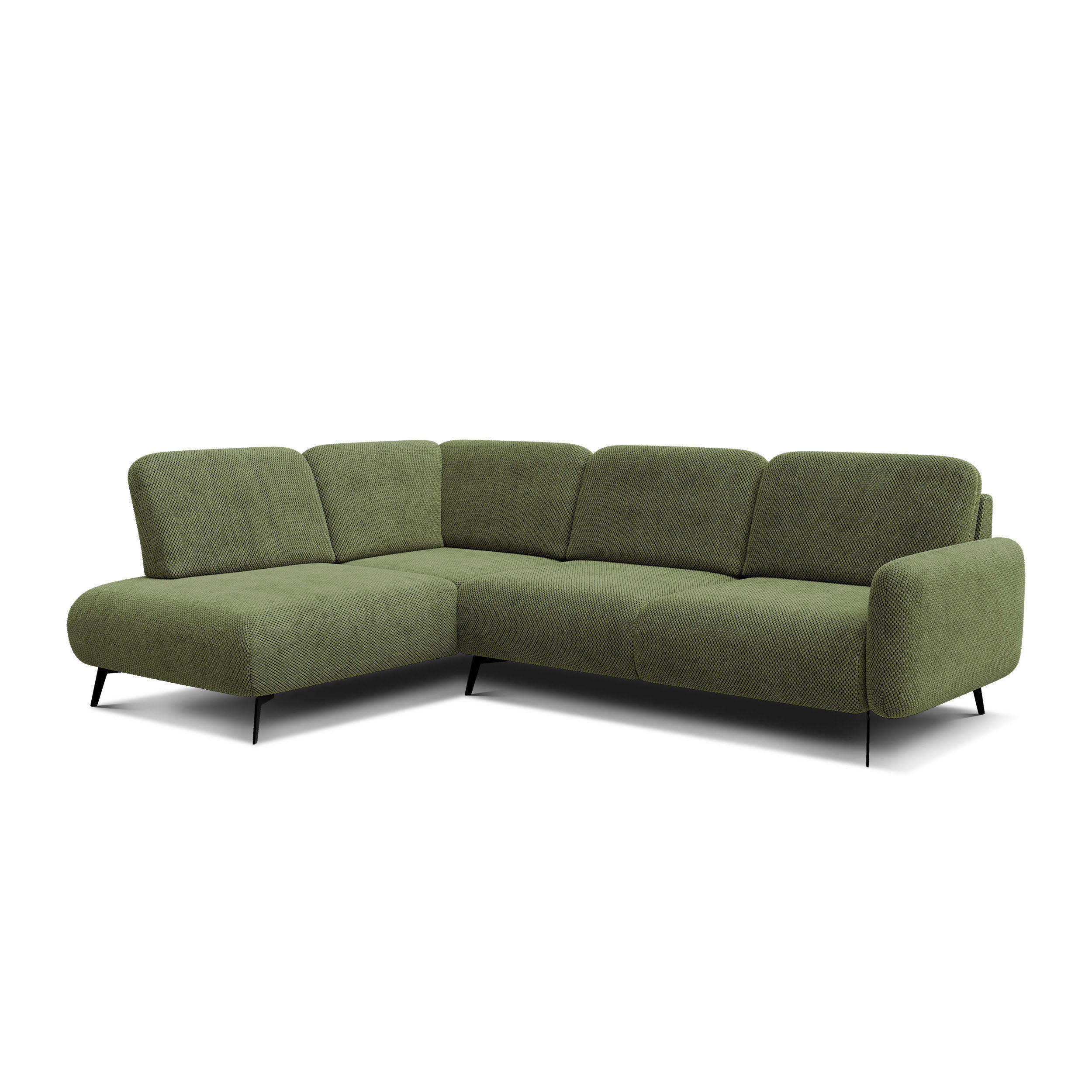 ECKSOFA FEBE 5-Sitzer links, olivgrün - Schwarz/Olivgrün, Holz/Textil (271/190cm) - Courtois Laville