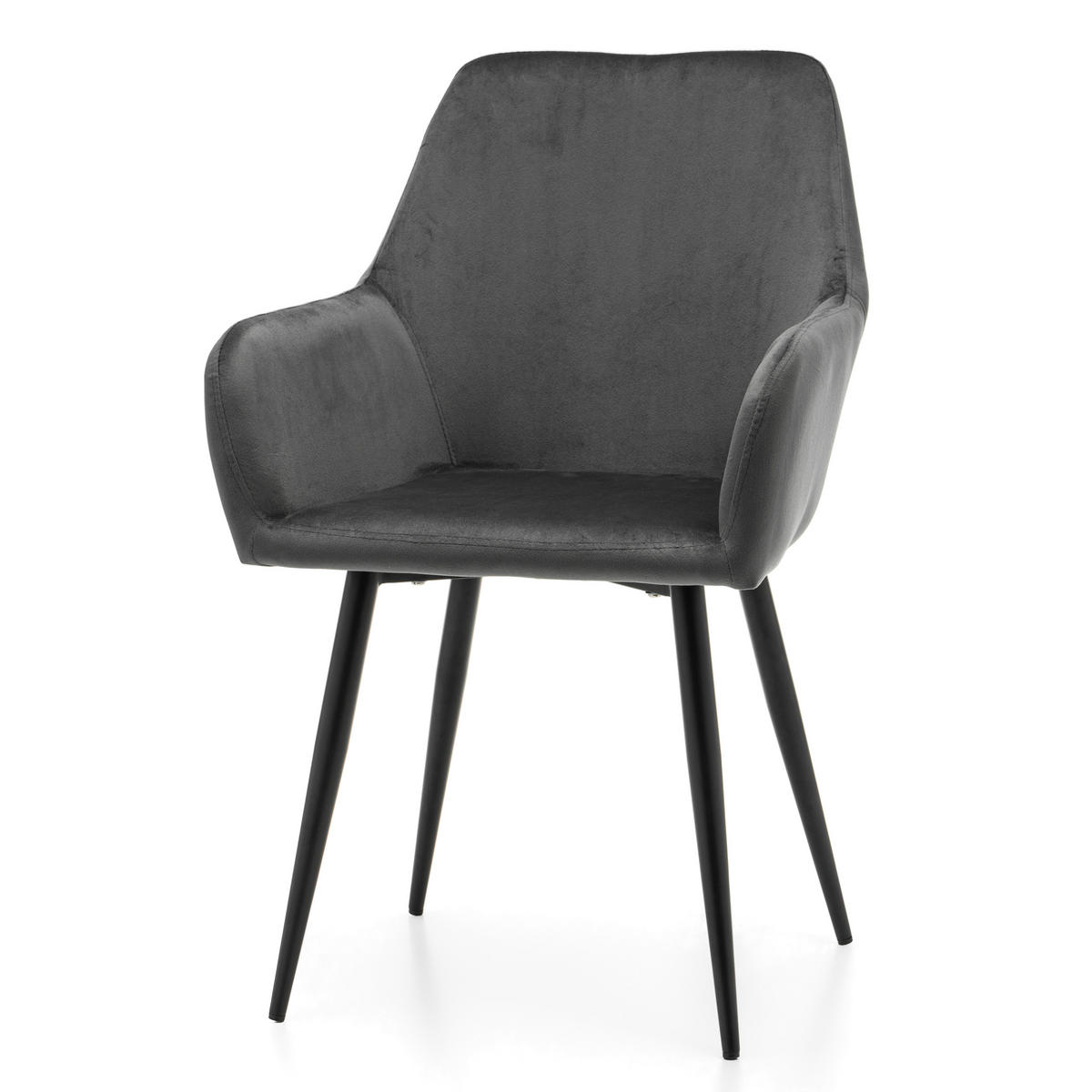 STUHL IVO gepolstert - grau - Samt Velours - Schwarz/Grau, Textil/Metall (55/88/54cm) - NEW HOME
