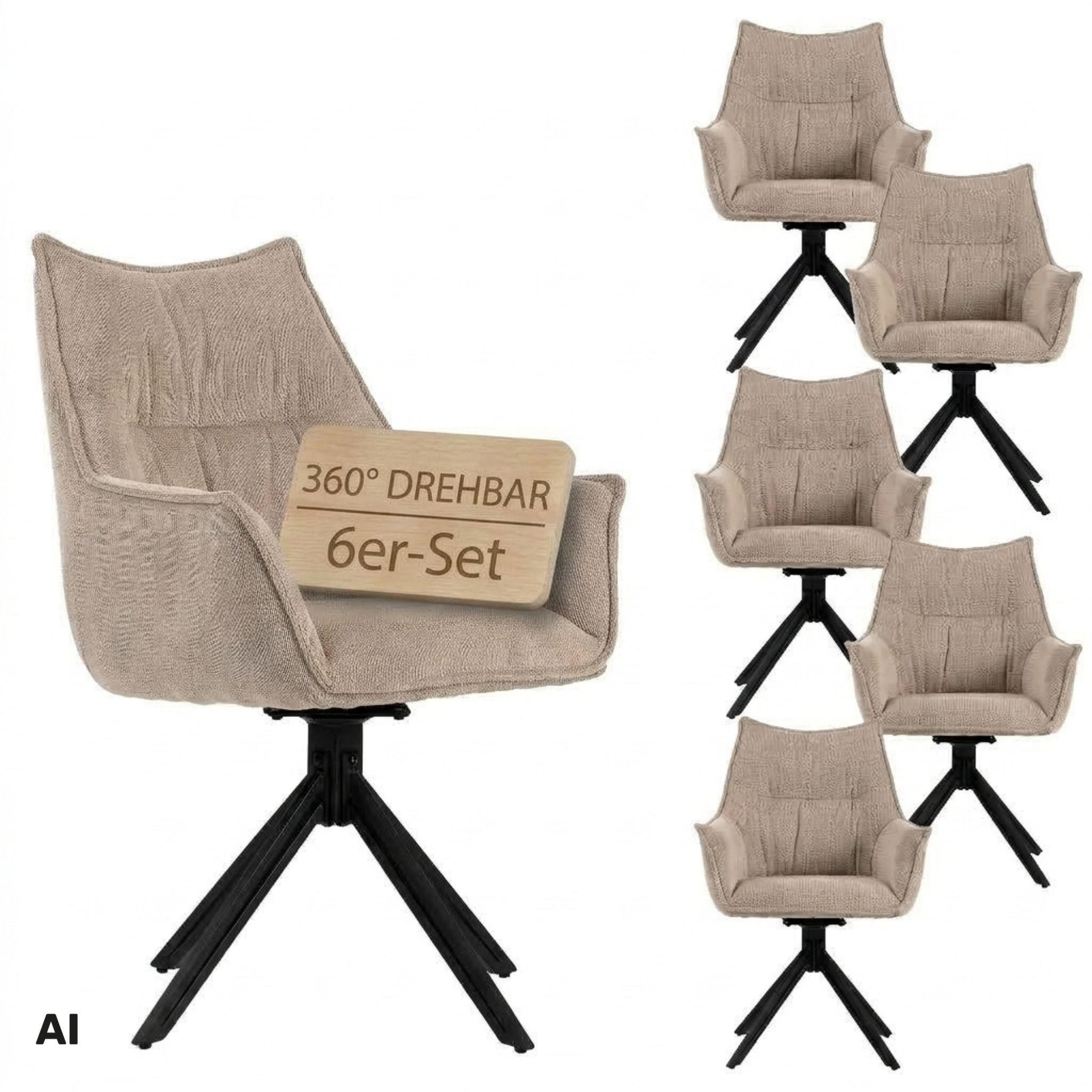 Mr. Deko Esszimmerstuhl Beige 62x90x66 cm