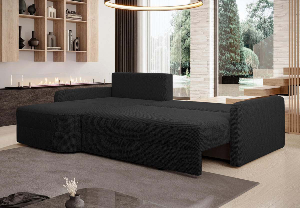 ECKSOFA L Form Nebbiolo Schwarz 250/170/88 cm – modernes Sofa fürs Wohnzimmer - Schwarz, Kunststoff/Textil (250/170cm) - AX Living