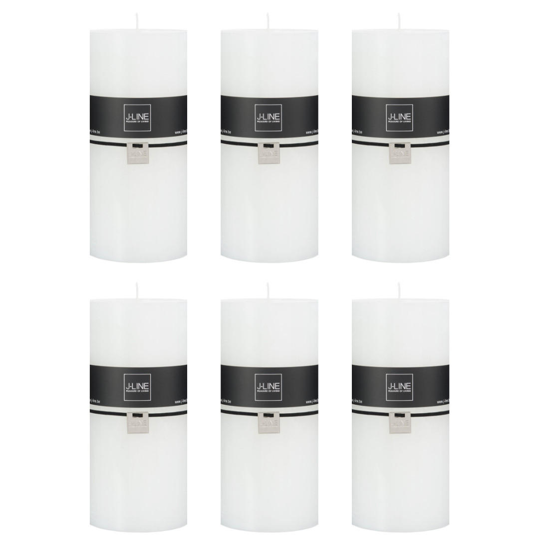 DUFTKERZE ZART - Weiß - XXL - 150 Std. - 6er set - Weiß, Paraffin (10/20cm) - J-Line