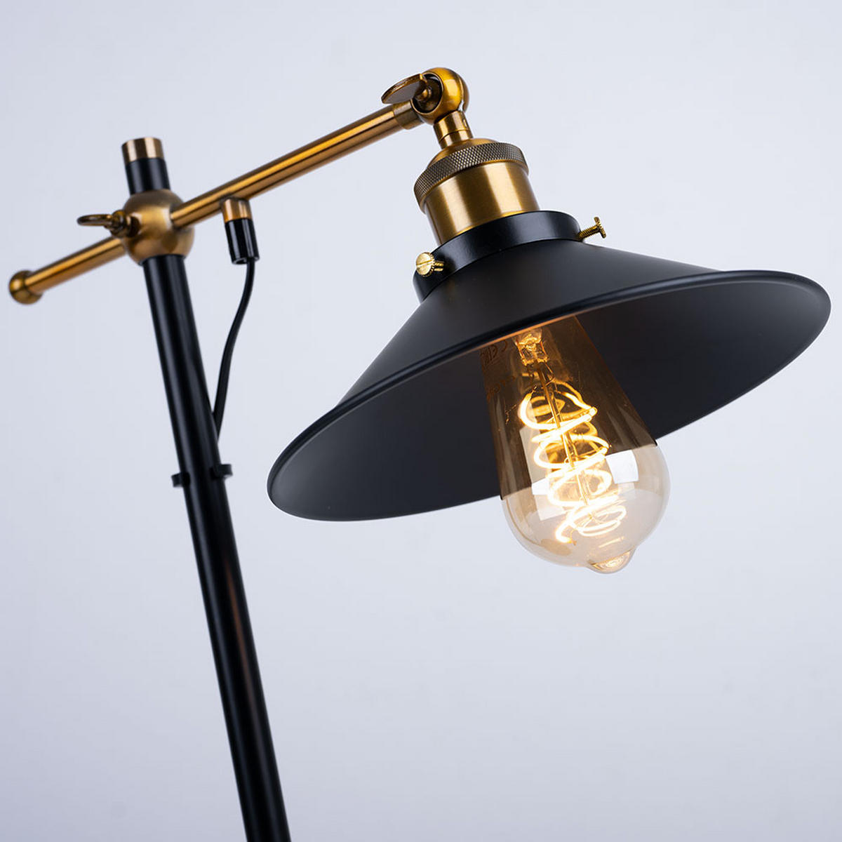 TISCHLEUCHTE LENIUS Schwarz Altmessing - Schwarz, Metall (35/22/45.5cm) - Globo Lighting