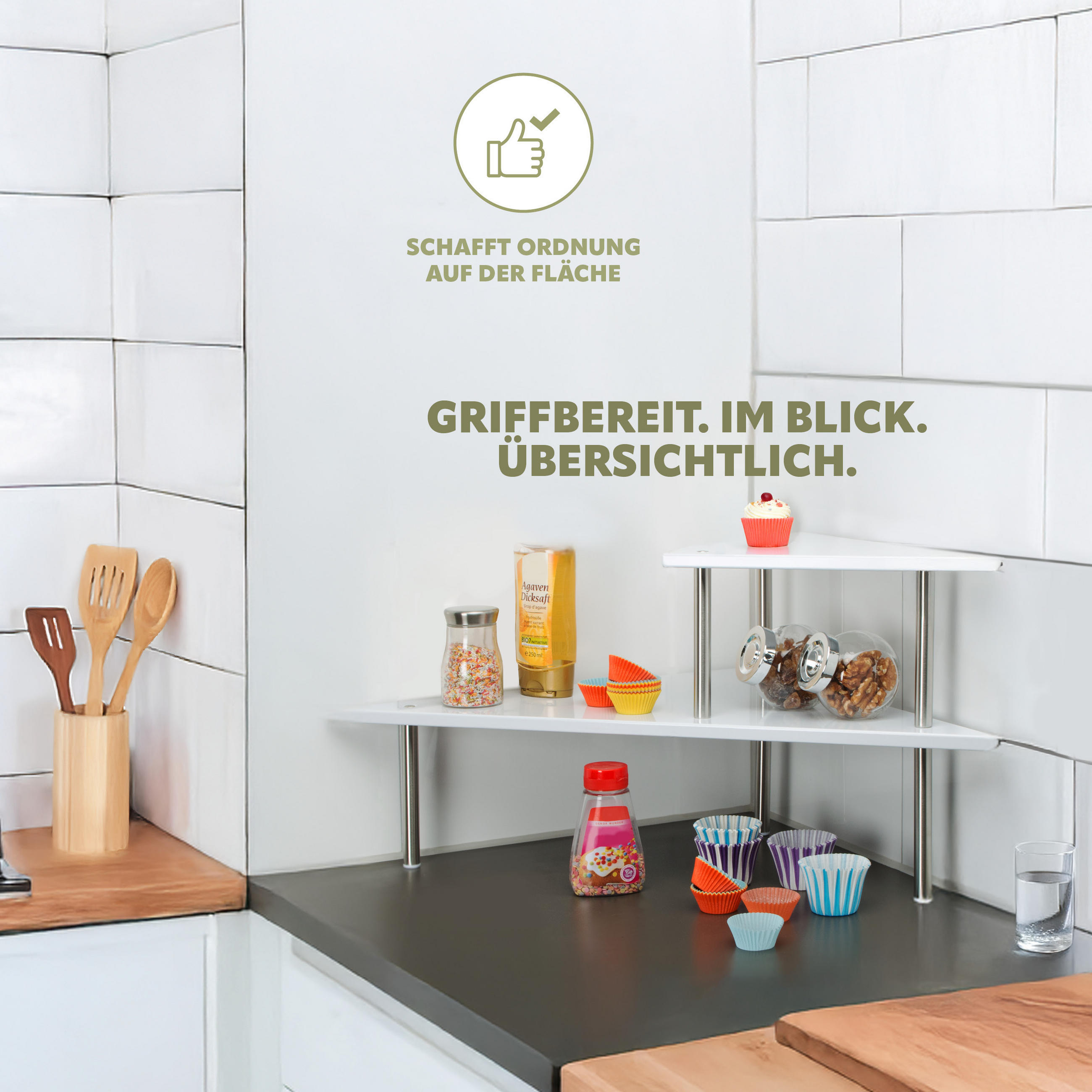 Thumbnail - bremermann Küchen-Eckregal,, Weiß, Metall, 45x30x45 cm, Küchenzubehör, Vorratsbehälter, Gewürzgläser