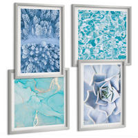 BILDER SET 4er Set - 50x50 cm & 40x60 cm Silberner Rahmen - Winterwald-Blaublume - Silberfarben, Kunststoff (50/50cm) - TULUP