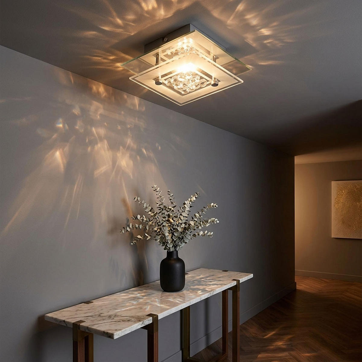 LED WANDLEUCHTE Miranda Metall Silber - Silberfarben, Glas (14/7/14cm) - Esto