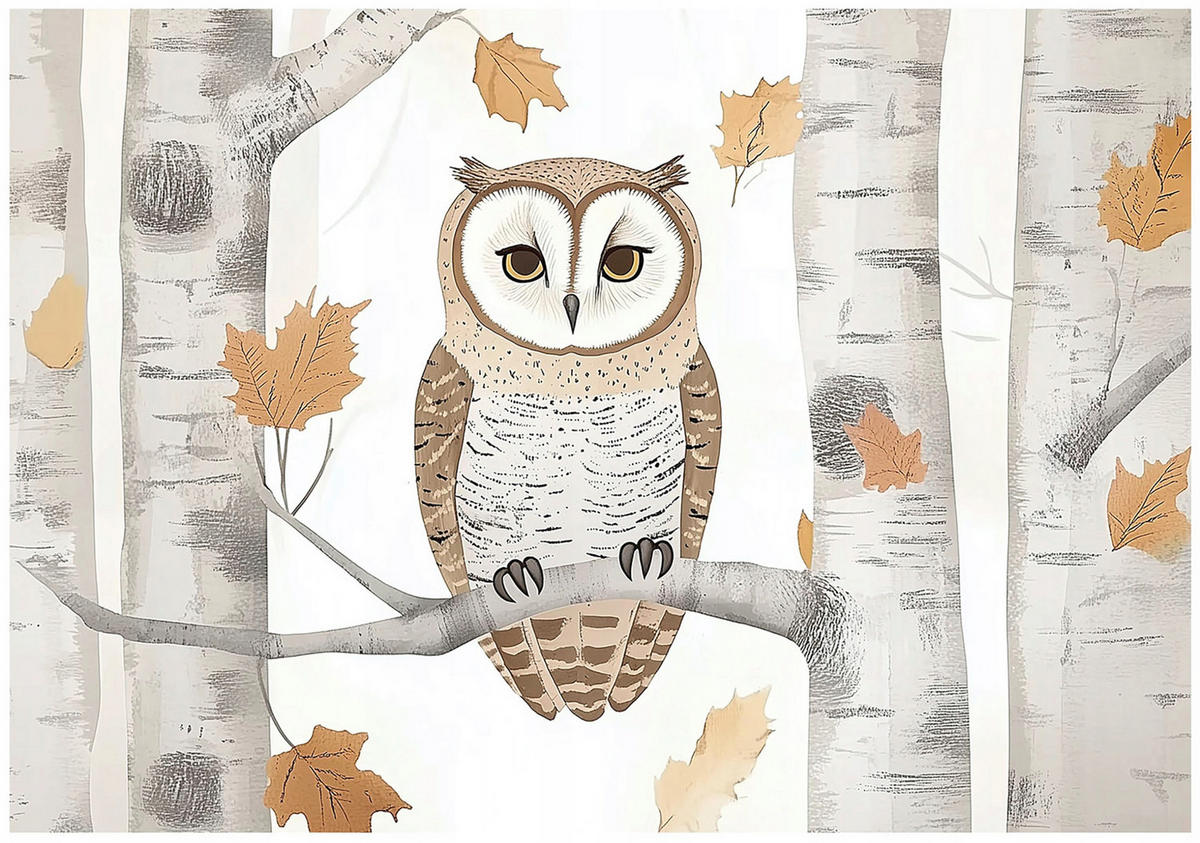 TAPETE Kinderzimmer Tiere Eule 150x105 - Multicolor, Papier (150/105cm) - Wallarena