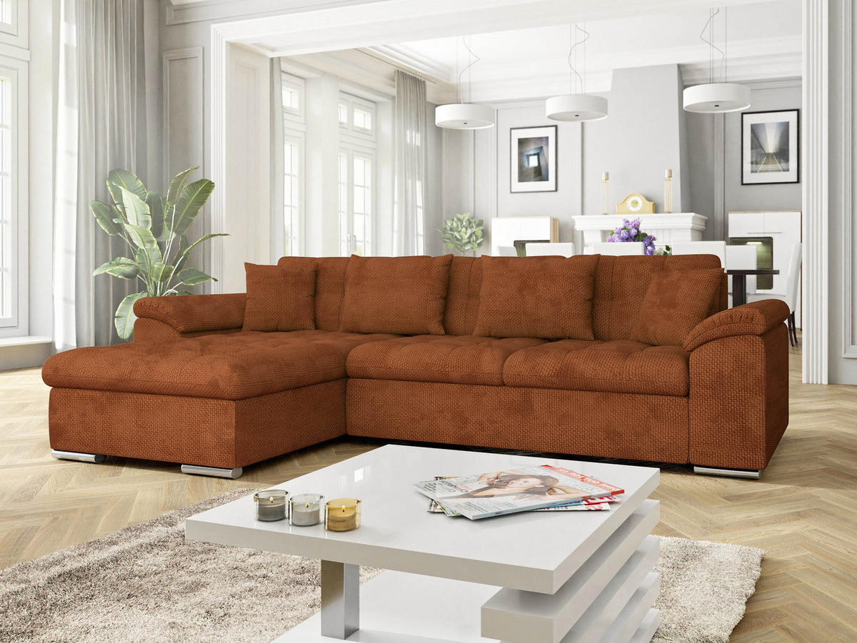 ECKSOFA Diana, Seite: Links - Dunkelorange, Holz/Textil (280/160cm) - MIRJAN24
